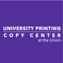 purple background with University Printing in the middle