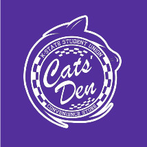purple background with Cats Den logo in the middle