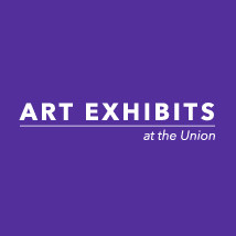 purple background with Art Exhibits in the middle