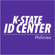 Purple Background with K-State ID Center Policies in the middle