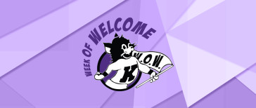 Week of Welcome logo with Willie on a purple background