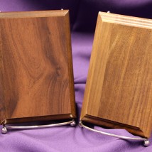 Plaque bases (Left: composite, Right: solid walnut)