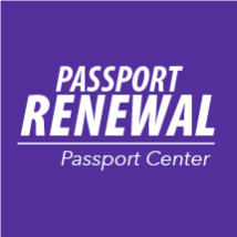 purple background with Passport Renewal in the middle